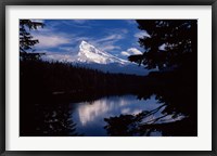 Framed Reflection of a snow covered mountain in a lake, Mt Hood, Lost Lake, Mt. Hood National Forest, Hood River County, Oregon, USA