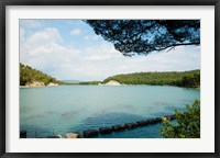 Framed Stepping stones in the reservoir, Canal de Marseille, Rognes, Bouches-Du-Rhone, Provence-Alpes-Cote d'Azur, France