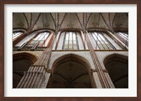 Framed Interiors of a gothic church, St. Mary's Church, Lubeck, Schleswig-Holstein, Germany