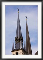 Framed Low angle view of spires of the Notre Dame Cathedral, Luxembourg City, Luxembourg