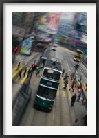 Framed Trams on a road, Hennessy Road, Wan Chai, Wan Chai District, Hong Kong