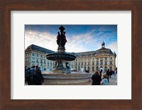 Framed Place de la Bourse buildings at dusk, Bordeaux, Gironde, Aquitaine, France