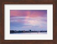 Framed Garonne Riverfront at dusk, Bordeaux, Gironde, Aquitaine, France