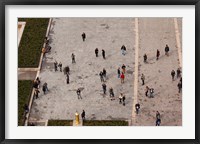 Framed Aerial view of tourists viewed from Notre Dame Cathedral, Paris, Ile-de-France, France