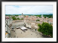 Framed Aerial view of square named for John XXIII, Avignon, Vaucluse, Provence-Alpes-Cote d'Azur, France