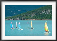 Framed Windsurfers on the lake, Lac de Sainte Croix, Sainte-Croix-Du-Verdon, Provence-Alpes-Cote d'Azur, France