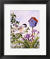 Framed Chickadees And Iris