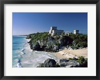 Framed Pyramid on the seashore, El Castillo, Tulum Mayan, Quintana Roo, Mexico