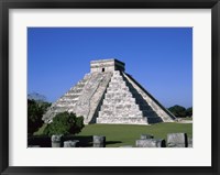 Framed Old ruins of a pyramid,  Chichen Itza Mayan