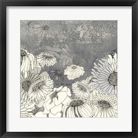 Flowers on Grey I Framed Print