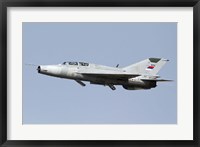 Framed Serbian Air Force MiG-21UM jet fighter