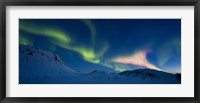 Framed Panoramic view of the Aurora Borealis over Skittendalen Valley, Troms County, Norway