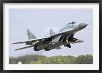 Framed Serbian Air Force MiG-29 departing with two AA-8 Aphid missiles