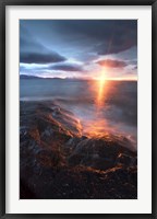 Framed Midnight Sun over Vagsfjorden, Skanland, Troms County, Norway