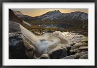 Framed small creek running through Skittendalen Valley in Troms County, Norway