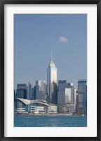 Framed City skyline view from Victoria Harbor, Hong Kong, China