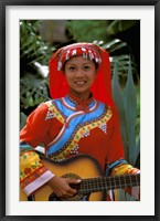 Framed Ethnic Dancer Playing Guitar, Kunming, Yunnan Province, China