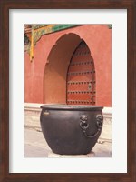 Framed Fire Kettle by Doorway of the Palace Museum, Beijing, China