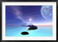 Framed Beautiful cosmic seascape on an alien world