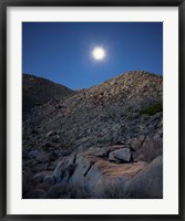 Framed Moonlight illuminates the rugged terrain of Bow Willow Canyon, California