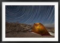 Framed Star trails above a campsite in Anza Borrego Desert State Park, California