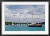 Framed Indian Ocean, Seychelles, Praslin, Sailboats