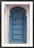 Framed Moorish-styled Blue Door and Whitewashed Home, Morocco