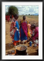 Framed Maasai Women Cooking for Wedding Feast, Amboseli, Kenya