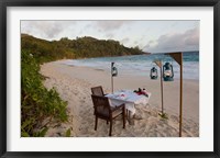 Framed Private dinner on the beach at Banyan Tree Resort, Mahe Island, Seychelles