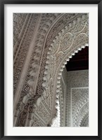 Framed Wall tiles and carvings on Islamic law courts, Morocco