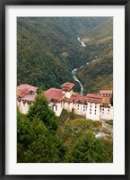 Framed Trongsa Dzong Fortress, Bhutan rice terraces