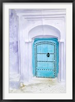 Framed Traditional Moorish-styled Blue Door, Morocco