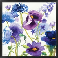 Framed Blue and Purple Mixed Garden I