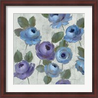 Framed 'Blue Damask I on Ivory' border=