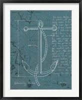 Framed Coastal Blueprint VIII Dark