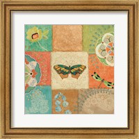 Framed 'Folk Floral IV Center Butterfly' border=