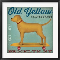 Framed Golden Dog on Skateboard