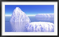 Framed Three icebergs in ocean by daylight