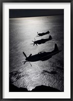 Framed Three P-51 Cavalier Mustang warbirds in flight