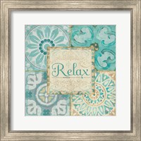 Framed 'Ocean Tales Tile VI' border=