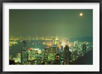 Framed City Lights at Twilight From Victoria Peak, Central District, Hong Kong, China