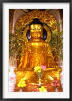 Framed Golden Buddha in Sha Tin Cemetery, Hong Kong, China