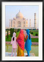 Framed Hindu Women with Veils in the Taj Mahal, Agra, India