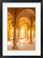 Framed Colonnaded gallery, Amber Fort, Jaipur, Rajasthan, India.