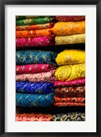 Framed Colorful Sari Shop in Old Delhi market, Delhi, India