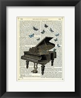 Piano & Butterflies Framed Print