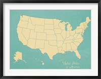 USA Map (blue) Framed Print