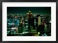 Framed Aerial View of Downtown Skyline, Osaka, Japan