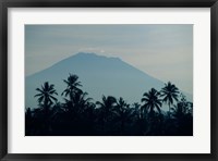 Framed Bali, Volcano Gunung Agung, palm trees