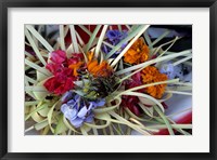 Framed Flowers and Palm Ornaments, Offerings for Hindu Gods at Temple Ceremonies, Bali, Indonesia